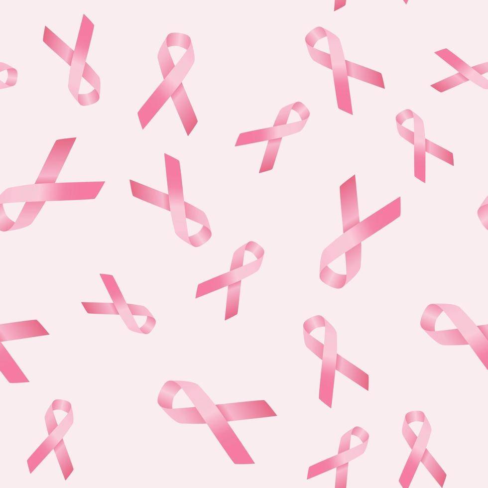 Brustkrebsbewusstsein nahtlose Muster von rosa Schleife auf rosa Hintergrund. vektor