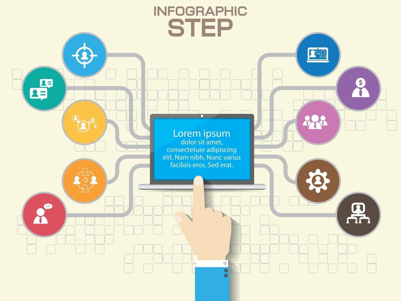 Business-Infografiken können für Workflow-Layout, Banner, Diagramm, Nummernoptionen, Step-Up-Optionen und Webdesign verwendet werden. vektor