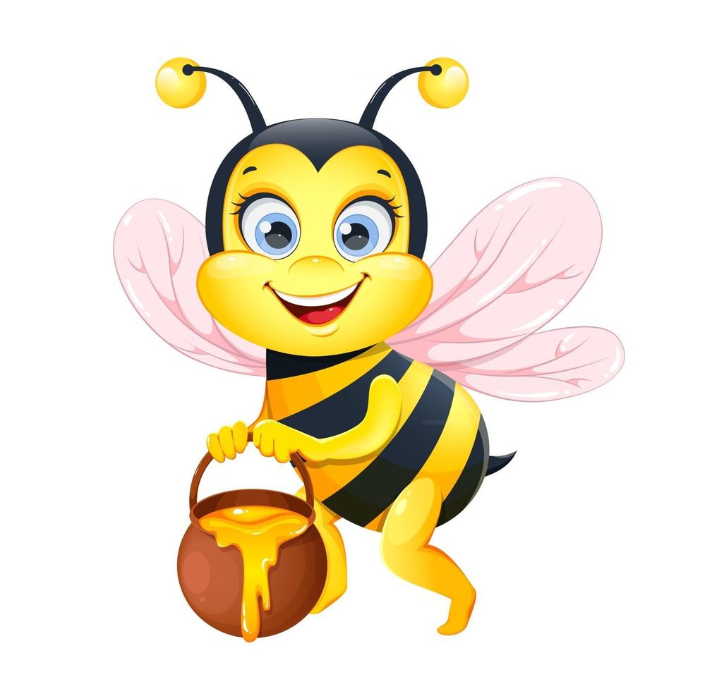 süße Cartoon-Biene. lustige Honigbienen-Cartoon-Figur vektor