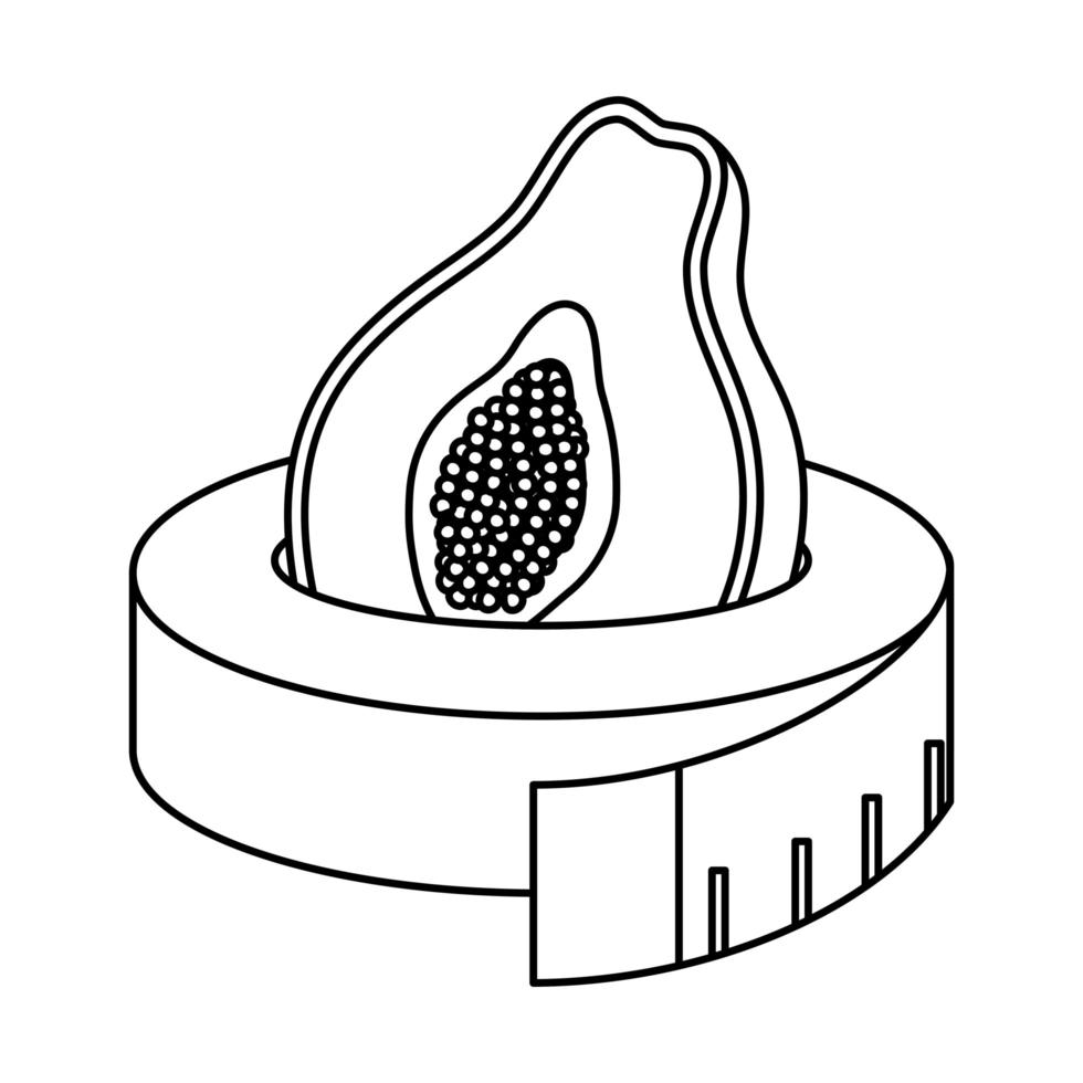 tropisk papaya frukt med måttband vektor
