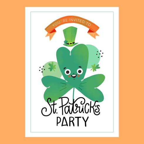 St Patrick&#39;s Card med Clover Character med bokstäver vektor