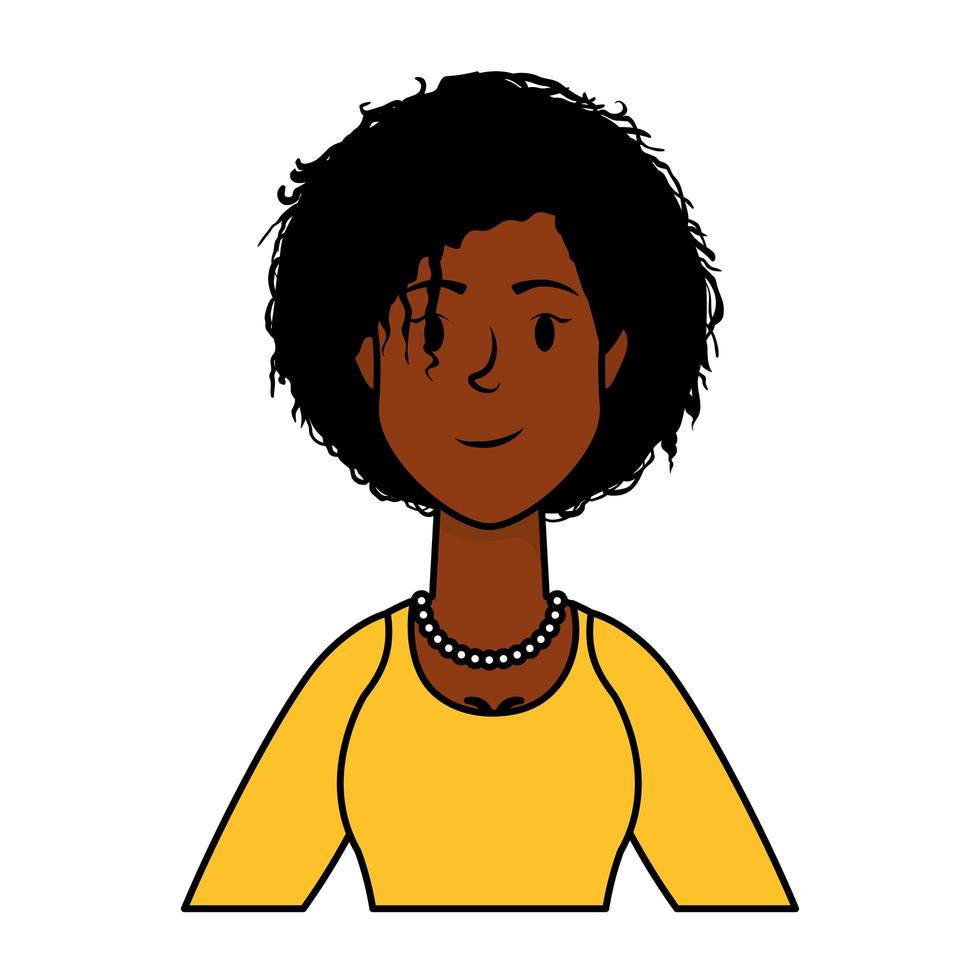 afro ung kvinna avatar karaktär vektor