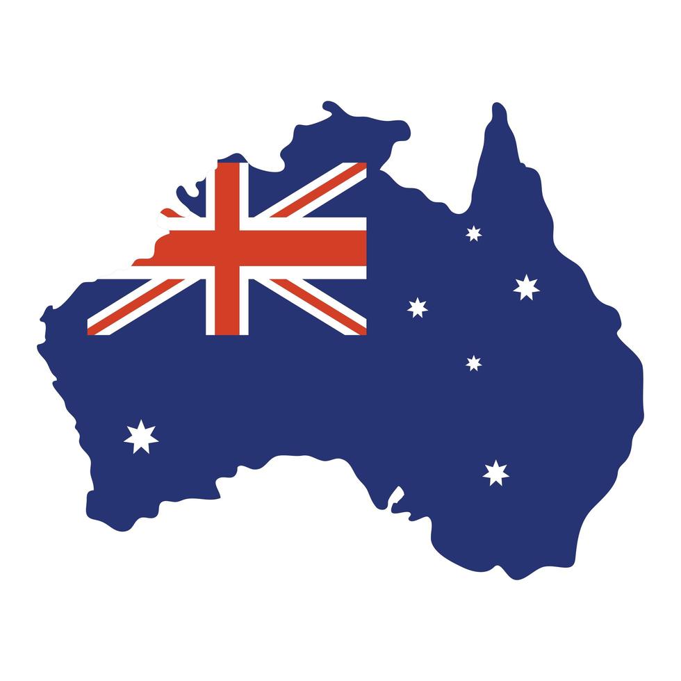 australiensisk landsflagga på karta vektor
