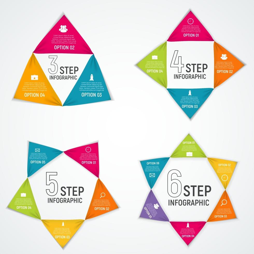 abstrakta element i diagrammet, diagram med 3, 4, 5, 6 steg, alternativ. affärsinfografiska mallar för kreativ presentation. vektor illustration