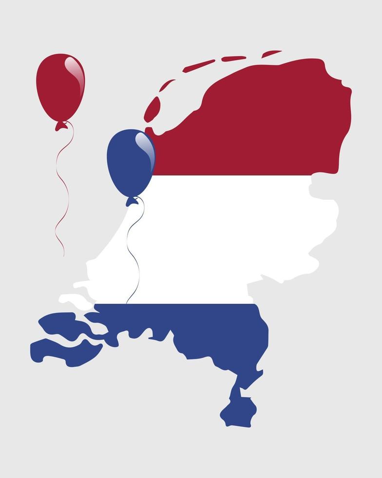 Nederländerna karta, flagga och ballonger vektor