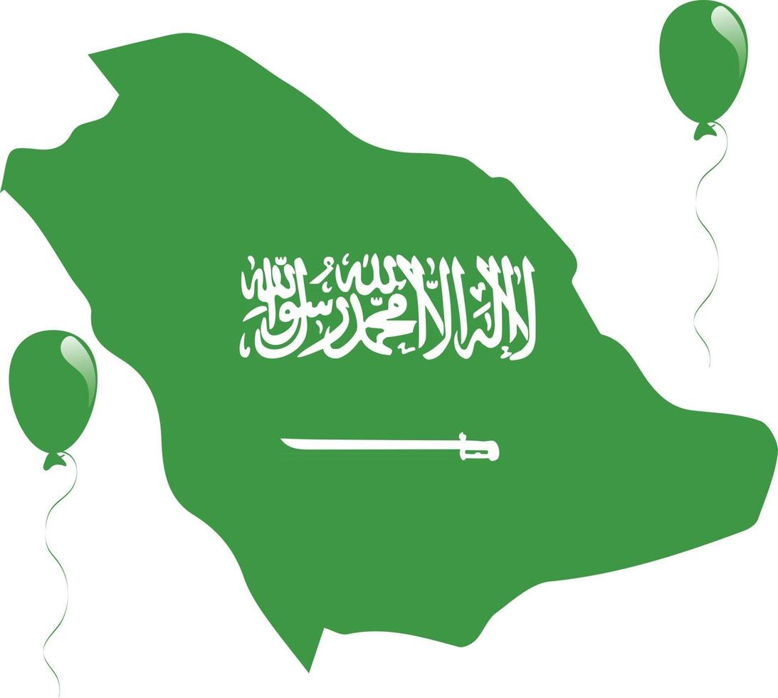 Saudiarabiens gröna flagga och karta vektor