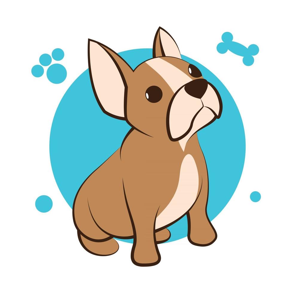 Farbe-Vektor-Illustration-Cartoon auf weißem Hintergrund einer süßen französischen Bulldogge. vektor
