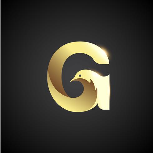 Goldbuchstabe G mit Taube Logo Concept vektor