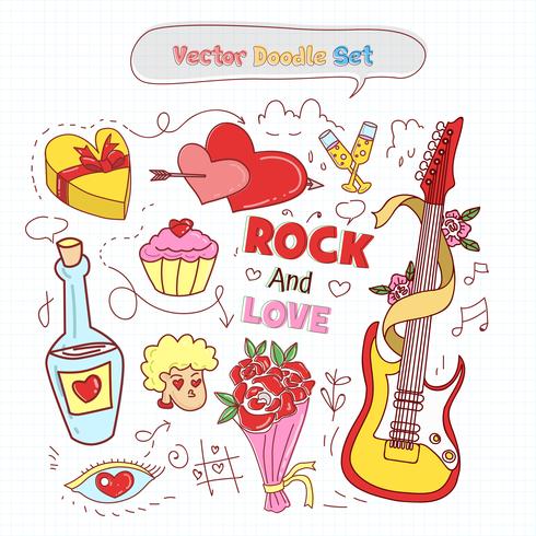 Valentinsdag Doodle Set Vector