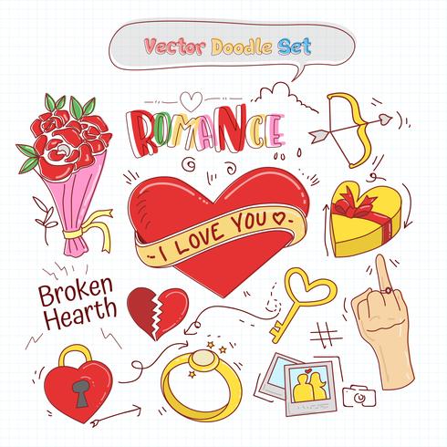 Valentinsdag Doodle Set Vector