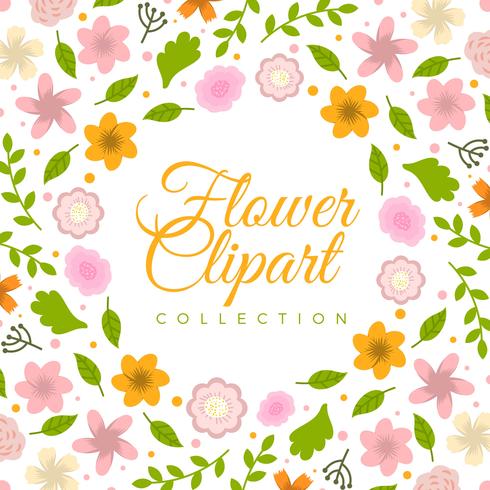 Platt färgstarka blommor Clipart Collection vektor