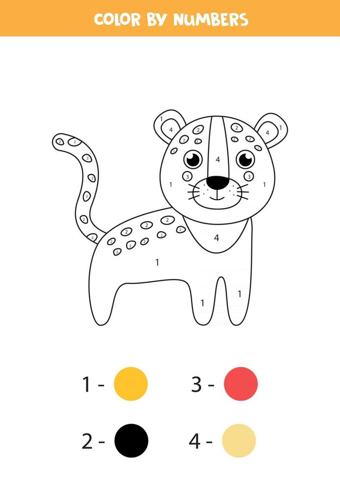 matematik färg för barn. söt tecknad leopard. vektor