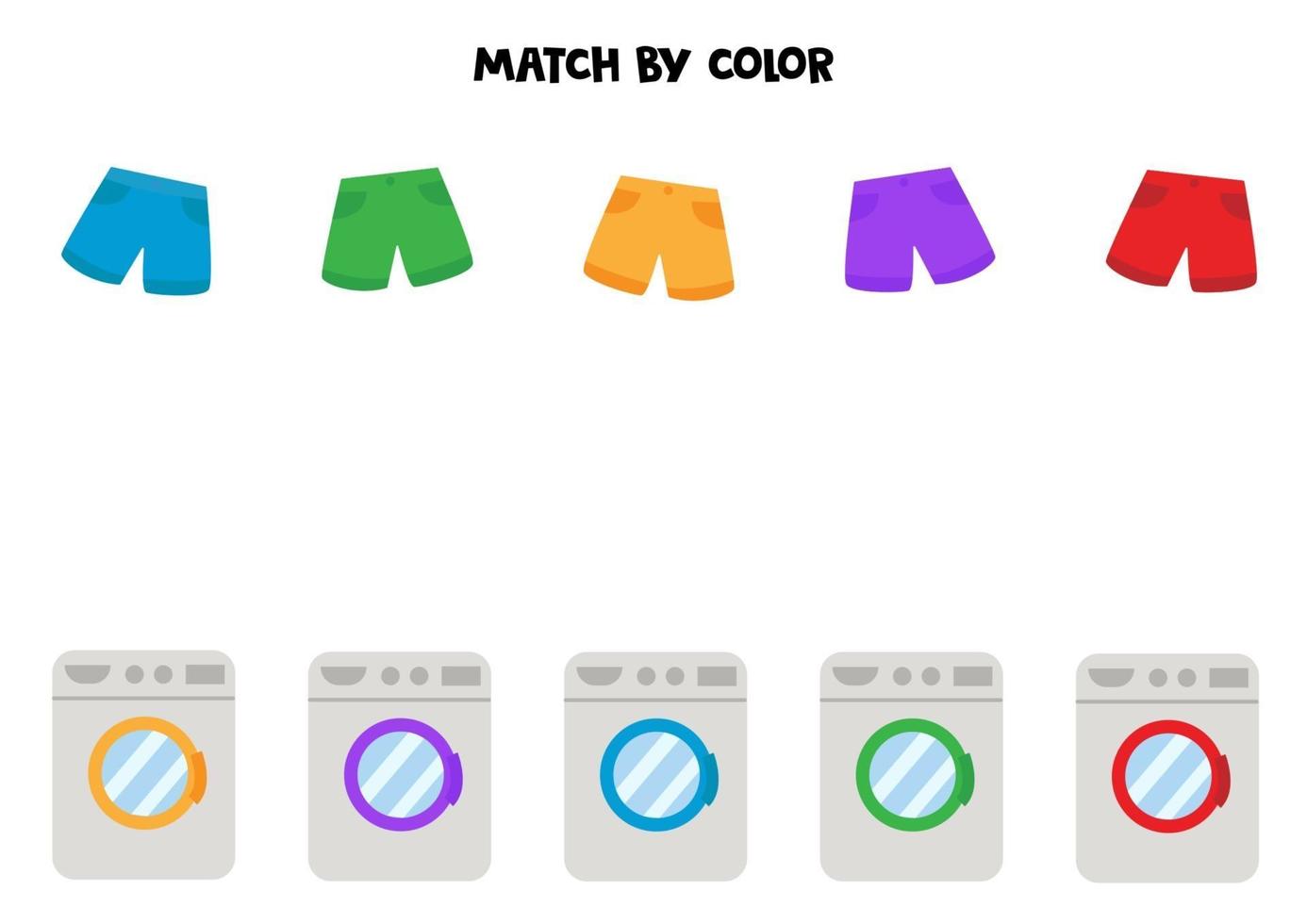 matchande spel för barn. tvättmaskin och shorts efter färg. vektor