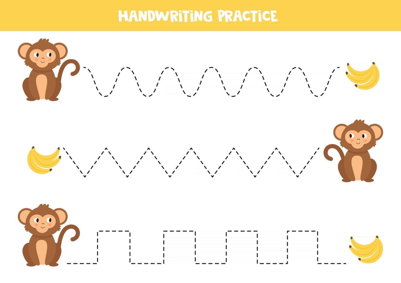 Verfolgen Sie die Linien zwischen glücklichen Affen und ihren Bananen. vektor