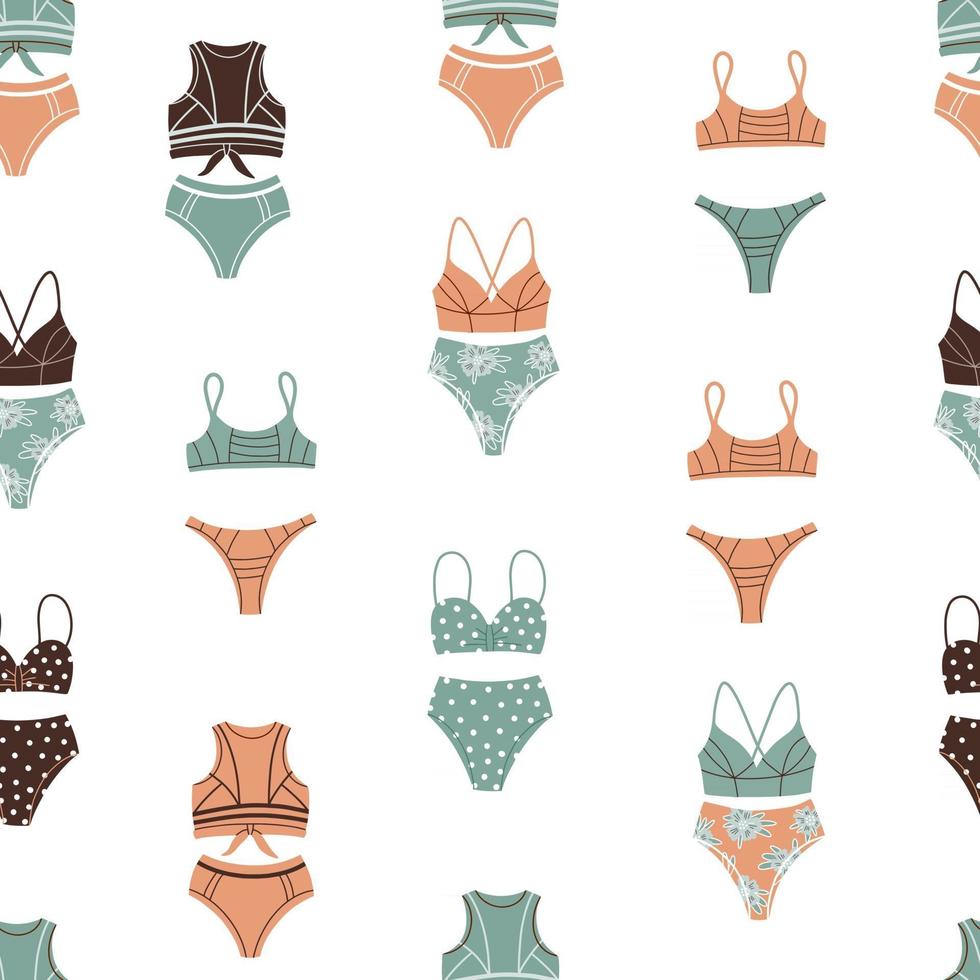 vektor illustration av vintage bikini trosor och behåar bildar sömlösa mönster för sommar semester koncept