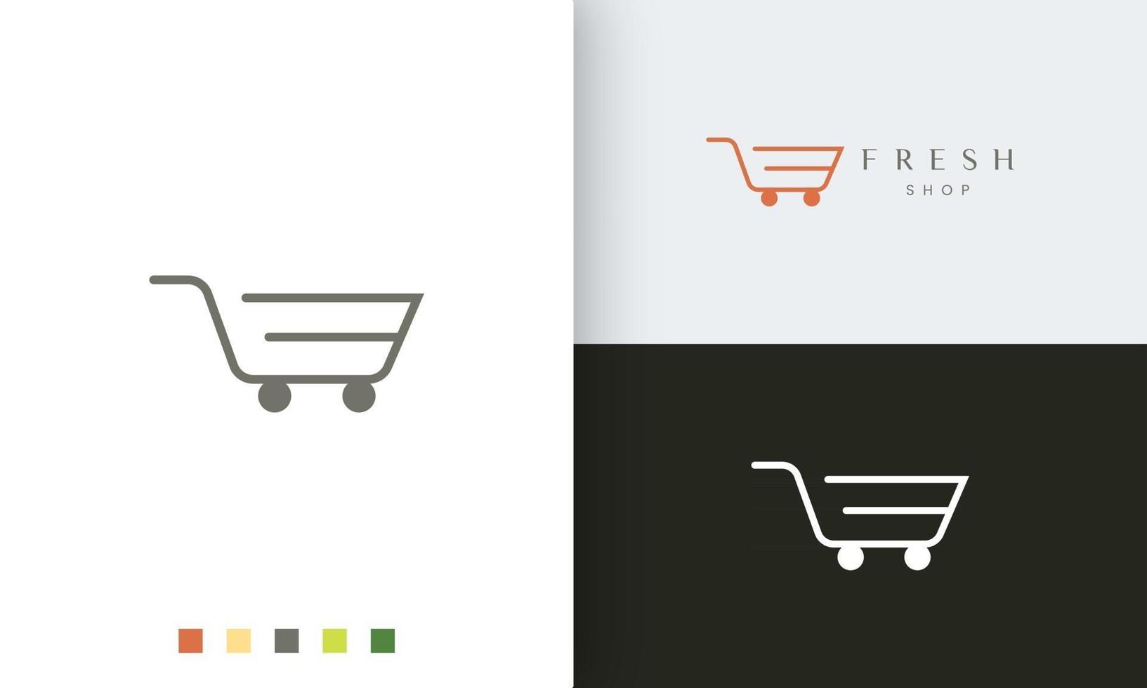 Shop- oder Trolley-Logo-Vorlage mit einfacher Form vektor