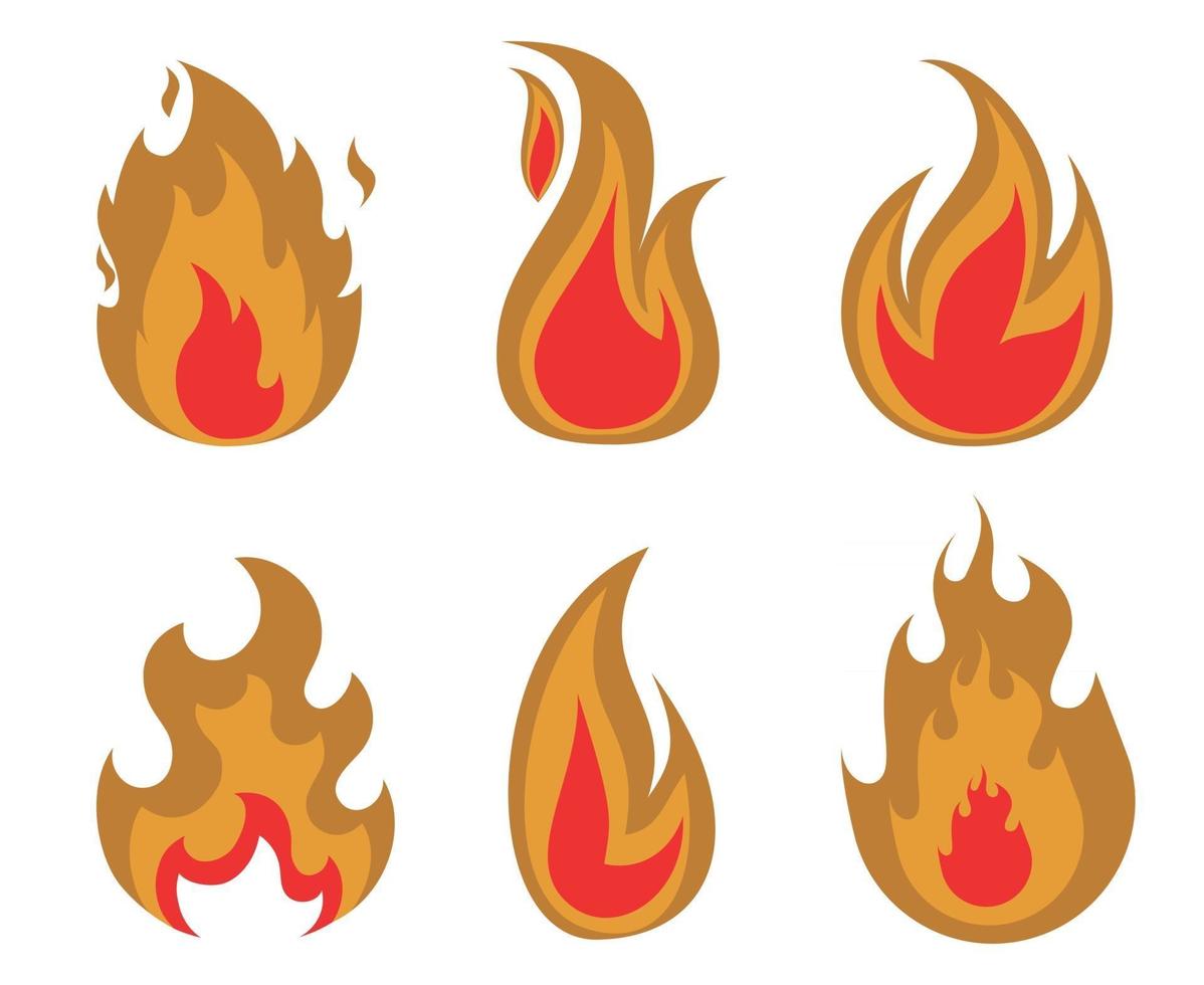 Fackel Feuer Sammlung Illustration Design Flammen mit Flamme mit weißem Hintergrund vektor
