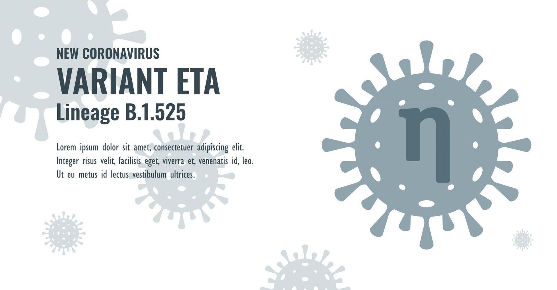 nytt coronavirus eller sars-cov-2 variant eta b.1.525 illustration vektor