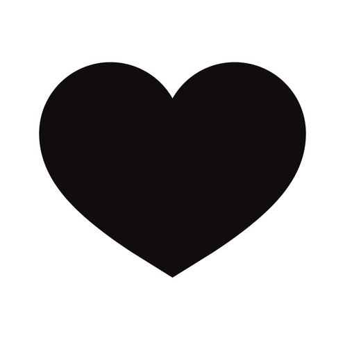 Flat Black Heart Icon Isolerad på vit bakgrund. Vektor illustration.