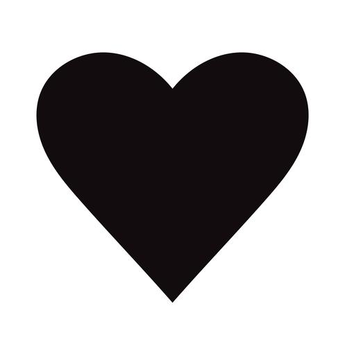 Flat Black Heart Icon Isolerad på vit bakgrund. Vektor illustration.