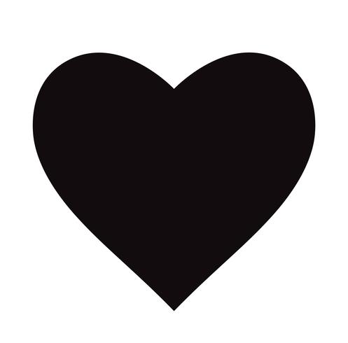 Flat Black Heart Icon Isolerad på vit bakgrund. Vektor illustration.