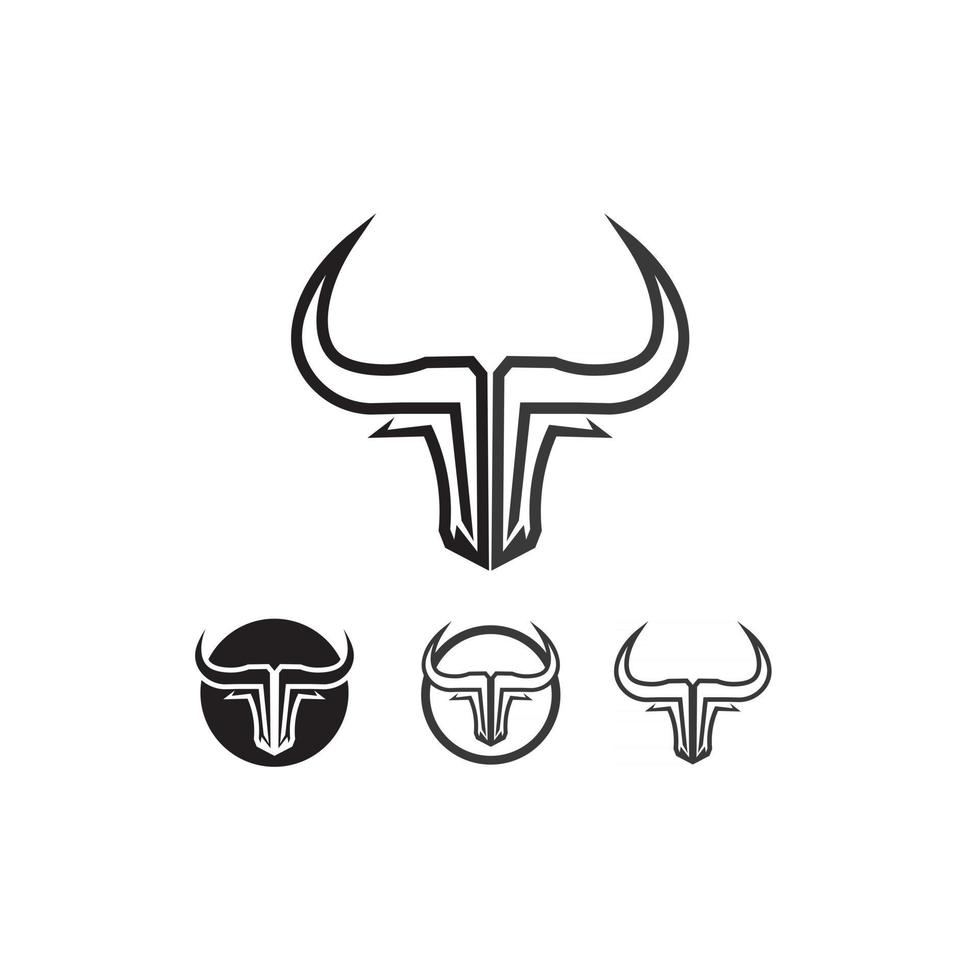 Stier- und Kuhtier-, Logo- und Vektorhorn- und Büffellogo- und Symbolschablonenikonen-App vektor