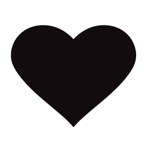 Flat Black Heart Icon Isolerad på vit bakgrund. Vektor illustration.