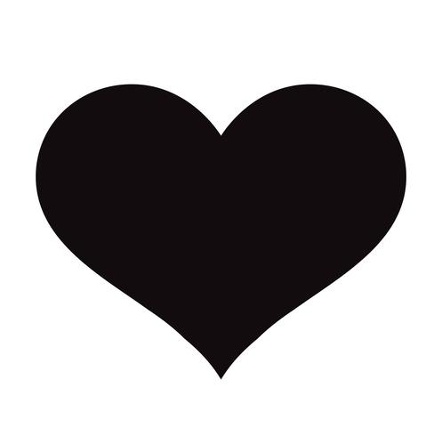 Flat Black Heart Icon Isolerad på vit bakgrund. Vektor illustration.