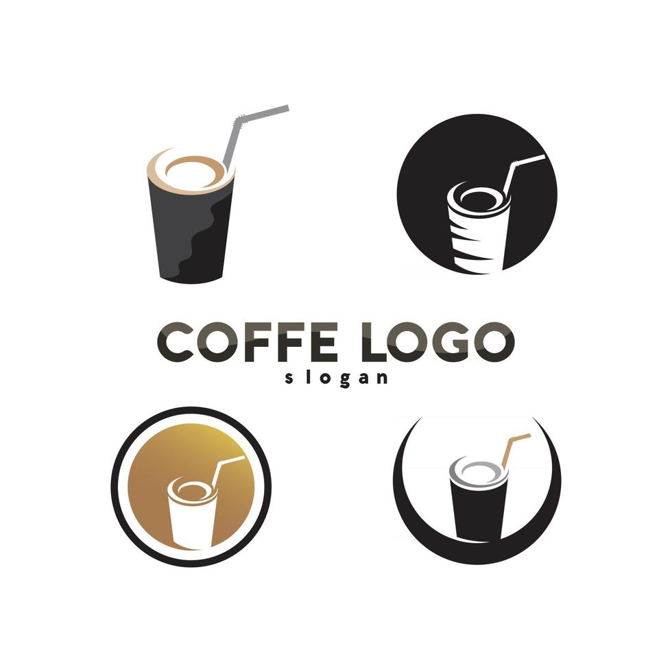 kaffekopp logotyp mall vektor ikon design och kaffe svart