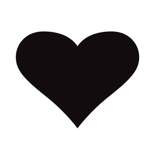 Flat Black Heart Icon Isolerad på vit bakgrund. Vektor illustration.