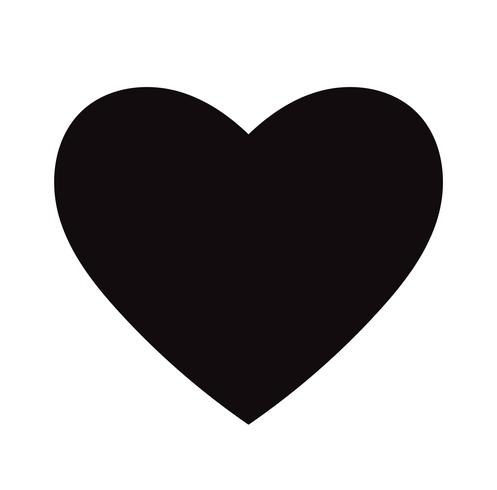 Flat Black Heart Icon Isolerad på vit bakgrund. Vektor illustration.