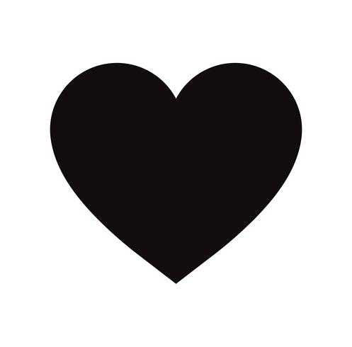 Flat Black Heart Icon Isolerad på vit bakgrund. Vektor illustration.