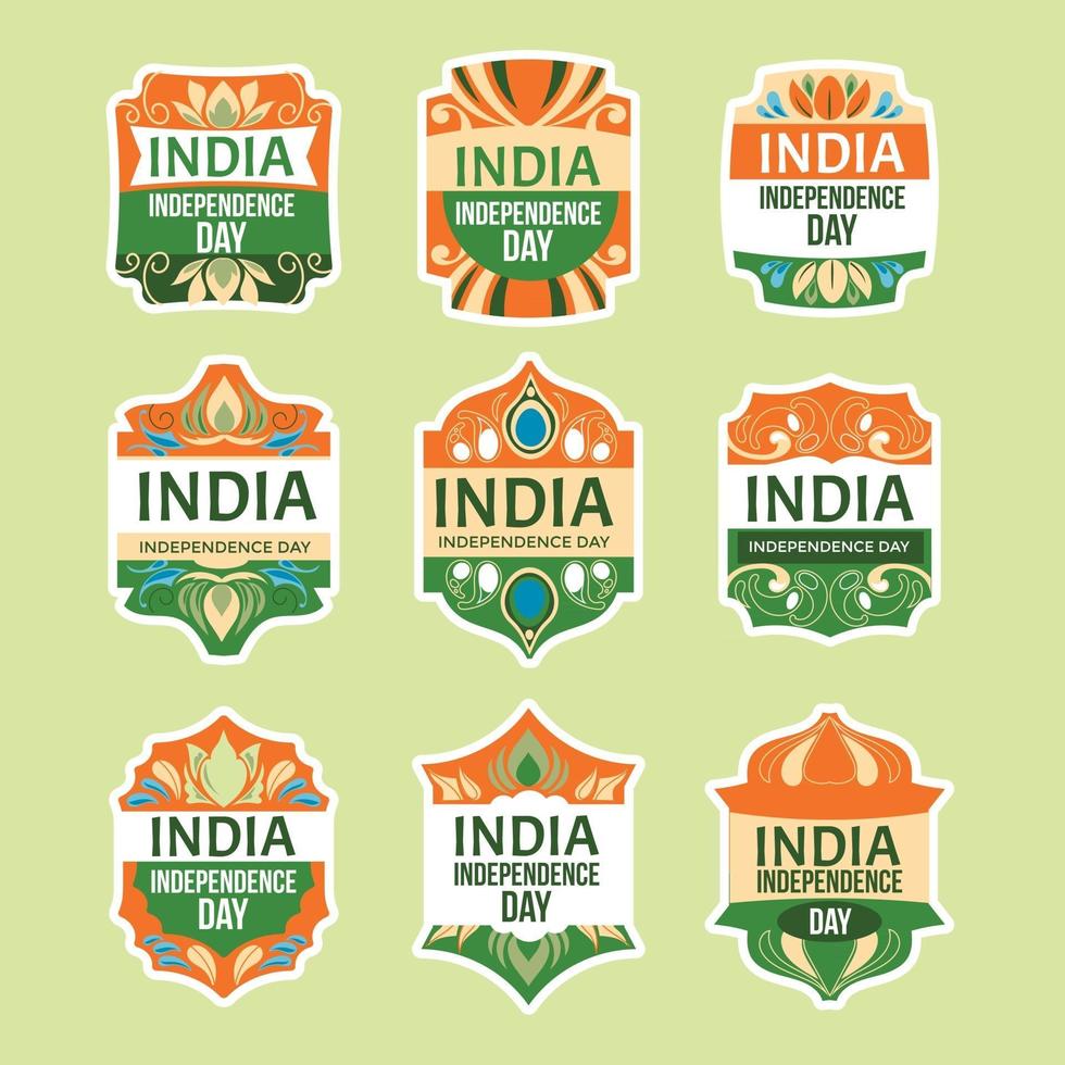 Sticker-Sammlung für den Tag der Unabhängigkeit Indiens vektor