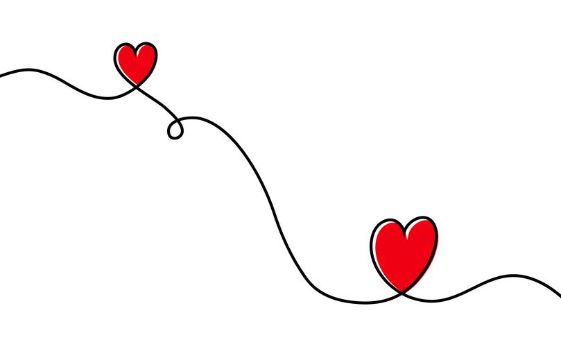 Ununterbrochenes Federzeichnung des roten Herzens lokalisiert auf weißem Hintergrund. Vektor-Illustration vektor
