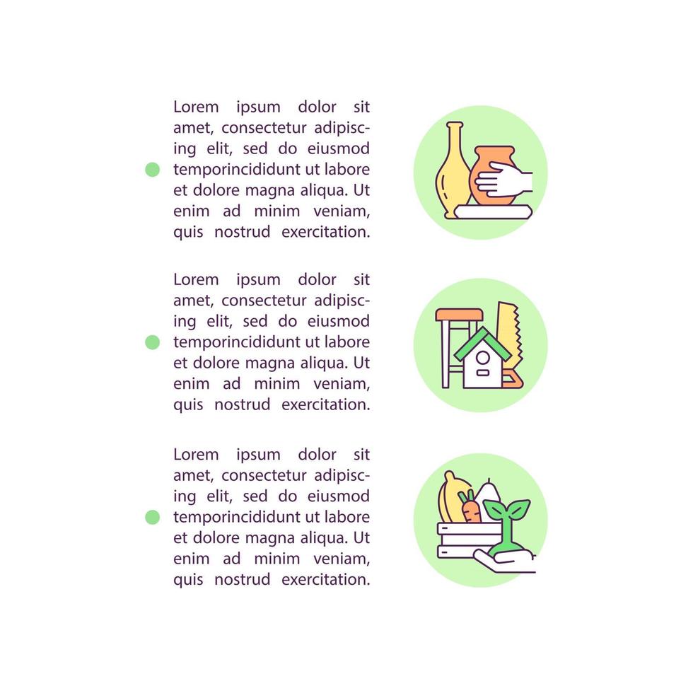 nischtillverkare koncept linje ikoner med text. ppt-sidvektormall med kopieringsutrymme. broschyr, tidskrift, nyhetsbrev designelement. jordbruksgemenskap linjära illustrationer på vitt vektor