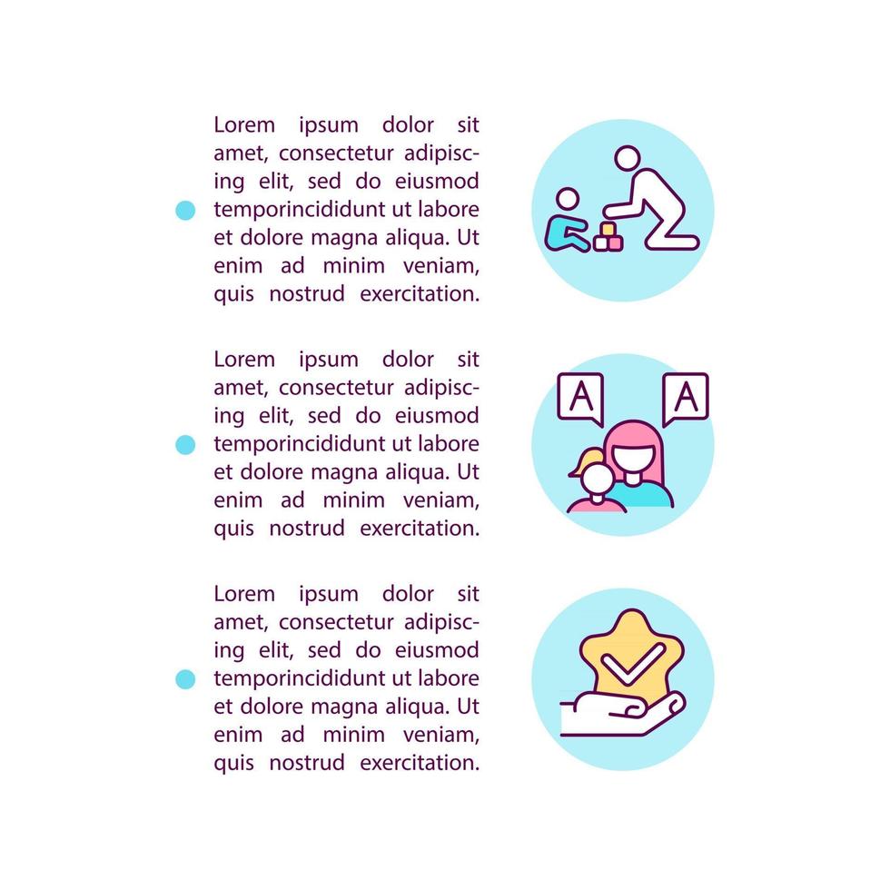 beteende och kommunikation närmar sig konceptlinjeikoner med text. ppt-sidvektormall med kopieringsutrymme. broschyr, tidskrift, nyhetsbrev designelement. autism linjära illustrationer på vitt vektor