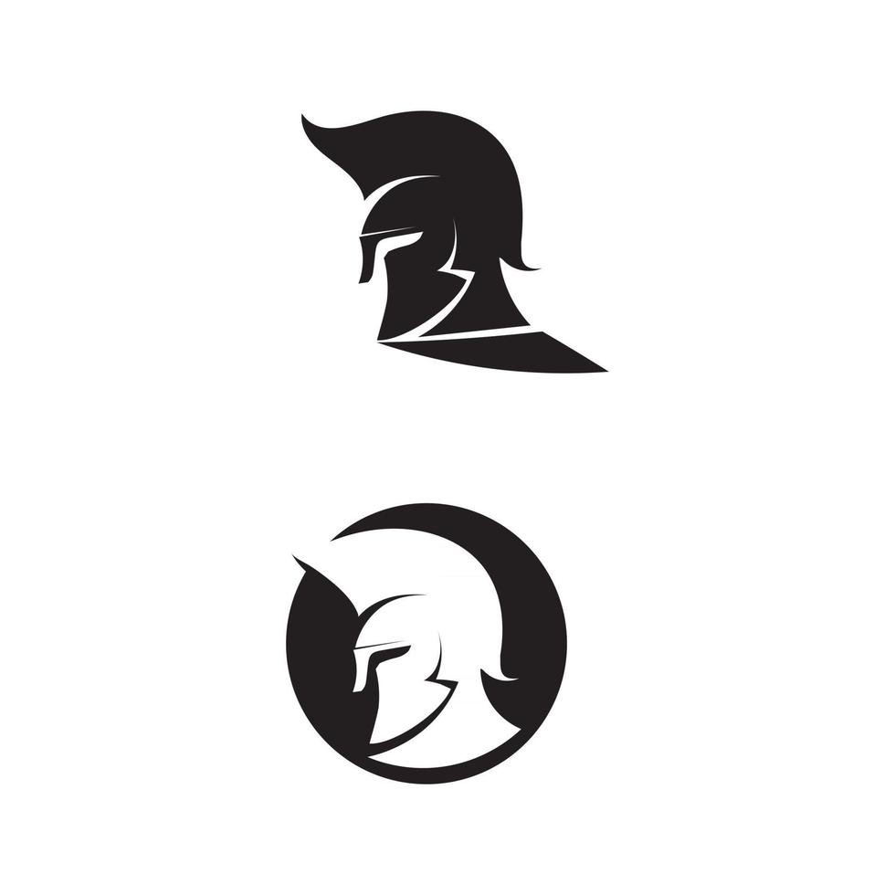spartansk logotyp svart gladiator och vektor design hjälm och huvud svart
