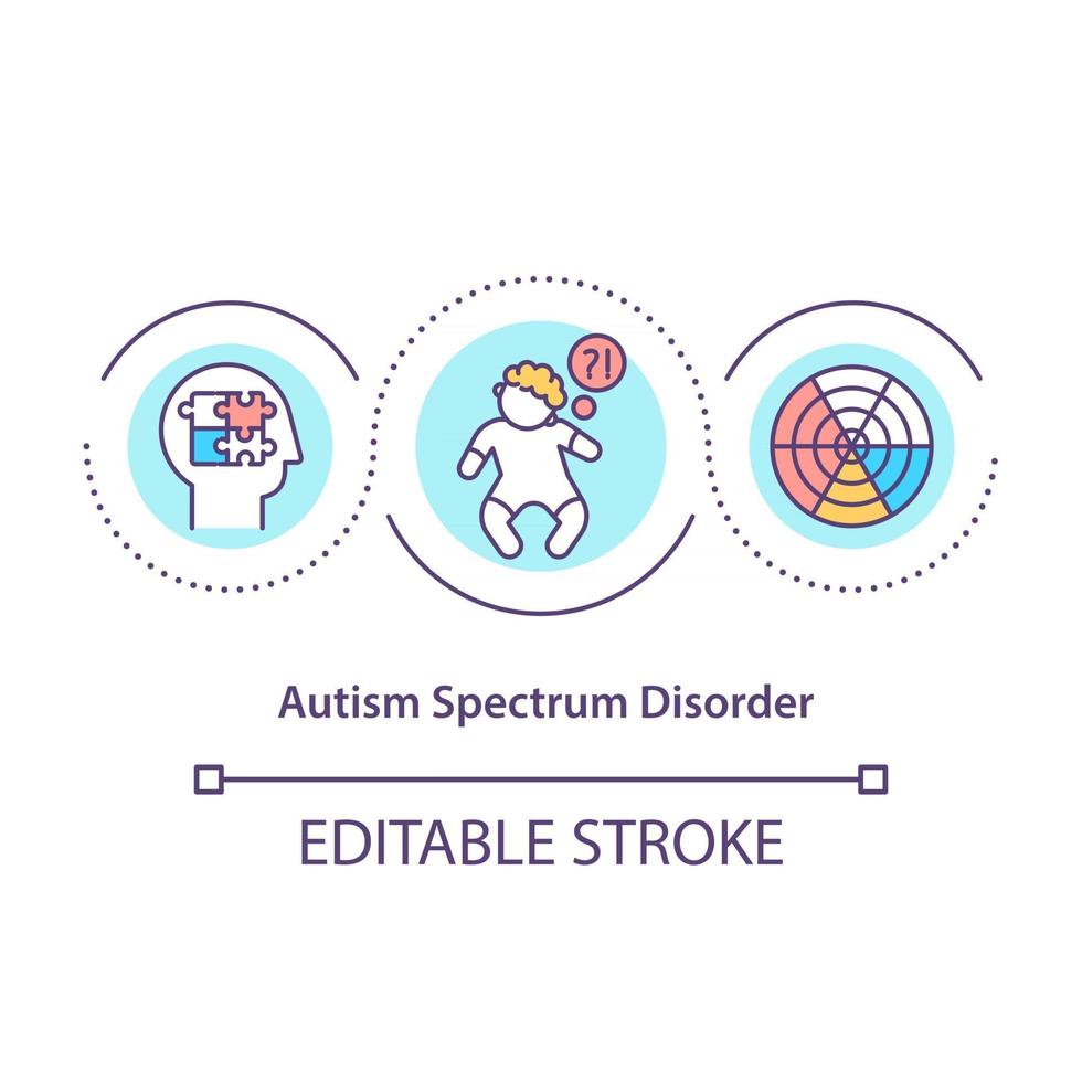 autism spektrum störning koncept ikon. problem i sociala korsningar. dålig kommunikation. hälsoproblem abstrakt idé tunn linje illustration. vektor isolerad kontur färg ritning. redigerbar stroke