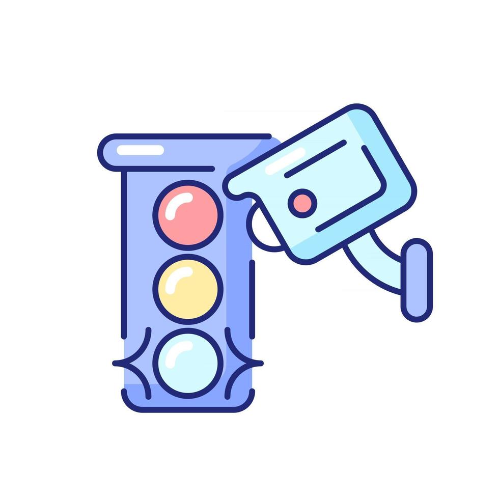 Verkehrsüberwachungskamera RGB-Farbsymbol. isolierte Vektor-Illustration. Überwachung von Straßen, Autobahnen. fahrbahn kamera. automatische Ereigniserkennung. Passagiere, Fahrersicherheit einfache gefüllte Strichzeichnung vektor