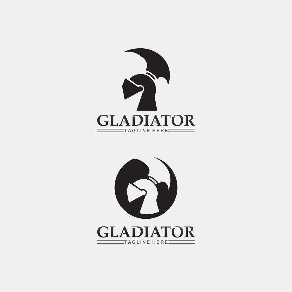 spartansk hjälm logotyp mall gladiator ikon vektor uppsättning riddare