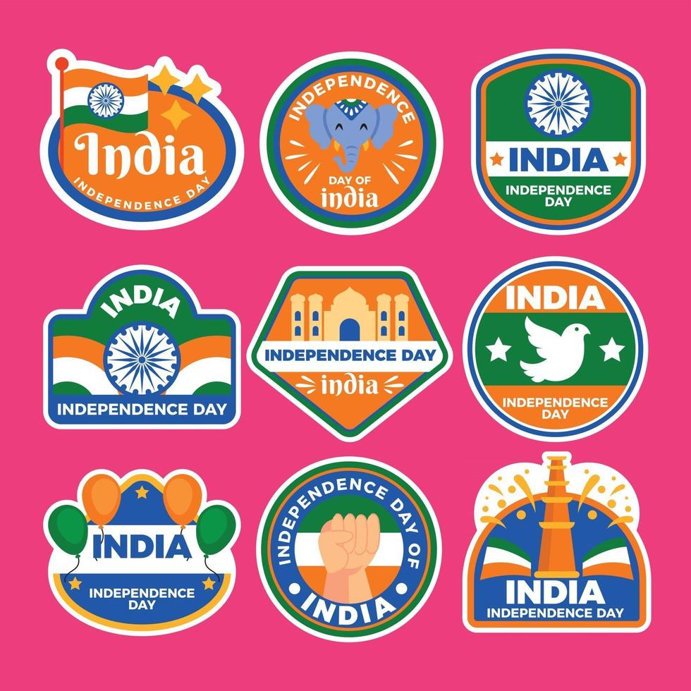 indien unabhängigkeitstag sticker vektor