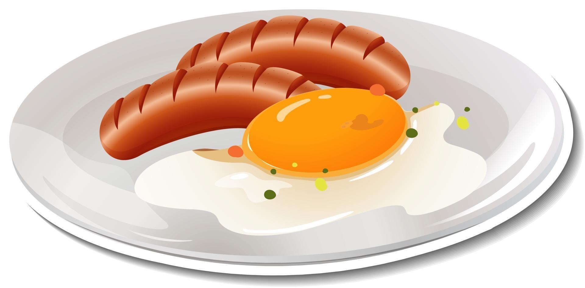 Frühstücksteller-Aufkleber auf weißem Hintergrund vektor