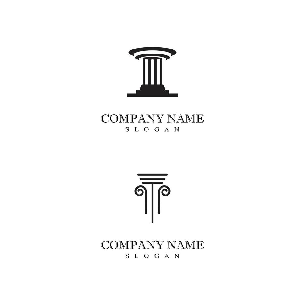 antike säulensäulen griechisches rom athen historisches gebäude logo design vektor