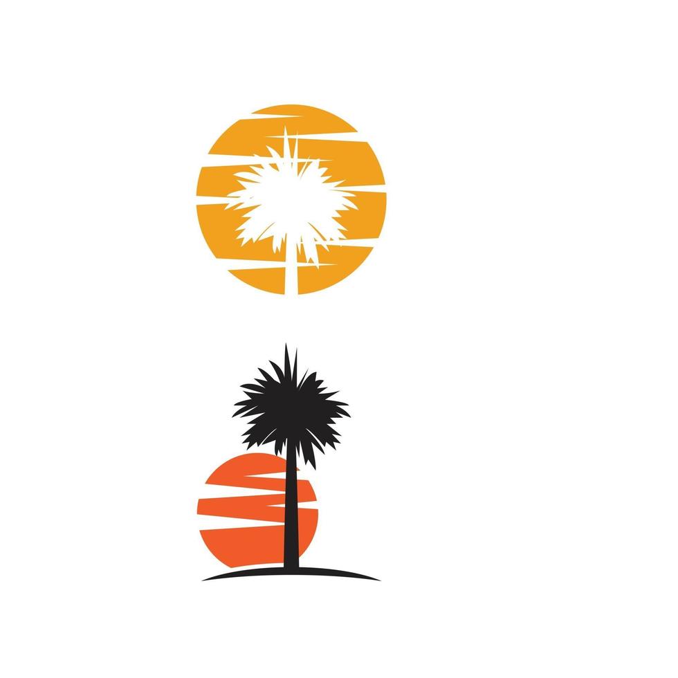 palmträdsilhuett för hotellrestaurang semesterresor logo design vektor