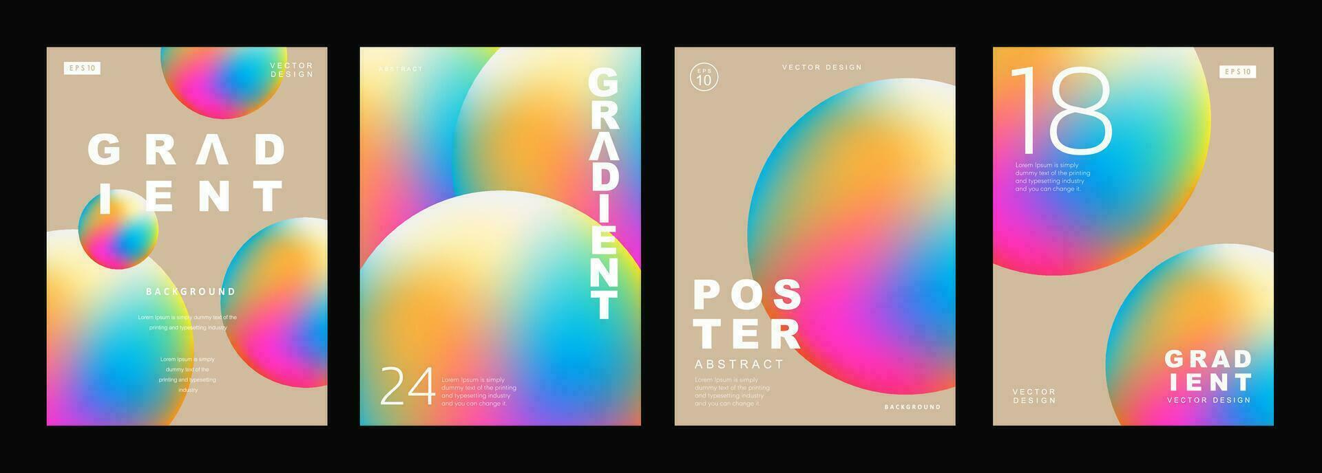 einstellen von kreativ Abdeckungen oder Plakate Konzept im modern minimal Stil zum korporativ Identität, Marke, Sozial Medien Werbung, Werbeaktion. Kreis Design Vorlage mit dynamisch Flüssigkeit Gradient. vektor