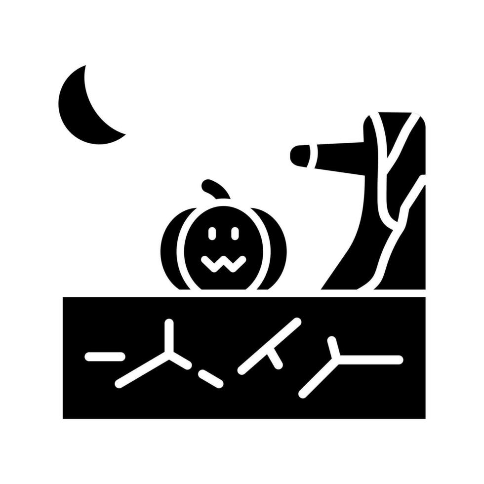 Kürbis Symbol unter das Baum, Halloween Nacht, Halloween Mond, isoliert Weiß Hintergrund. vektor