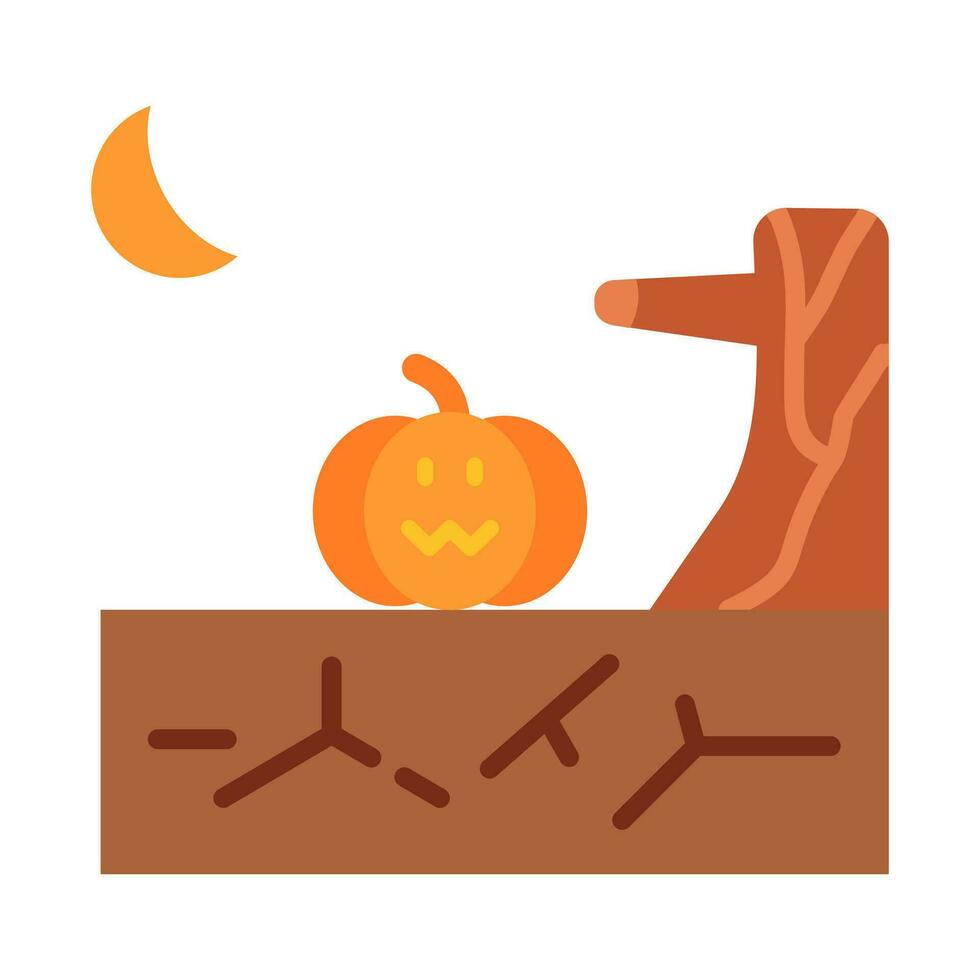 pumpa ikon under de träd, halloween natt, halloween måne, isolerat vit bakgrund. vektor