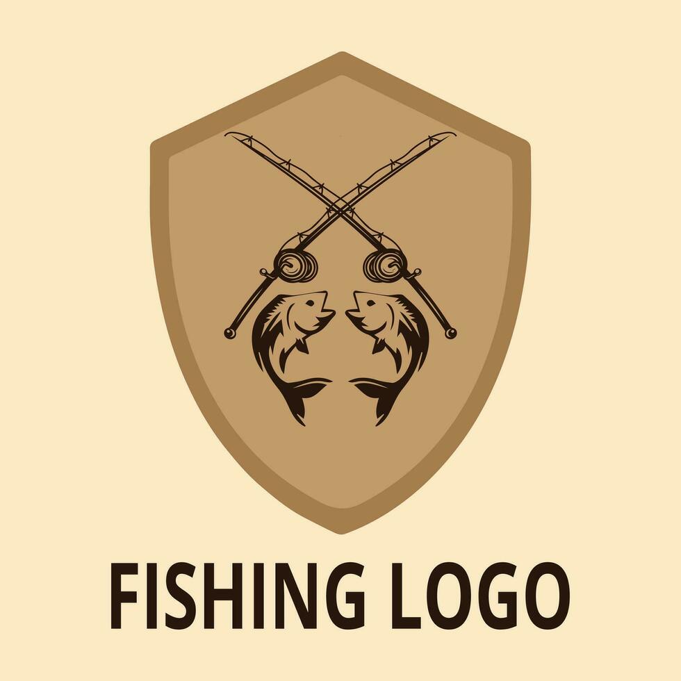 Jahrgang Angeln Logo Bild. Angeln Schild Logo mit Haken. Angeln Logo Design Vorlage. vektor