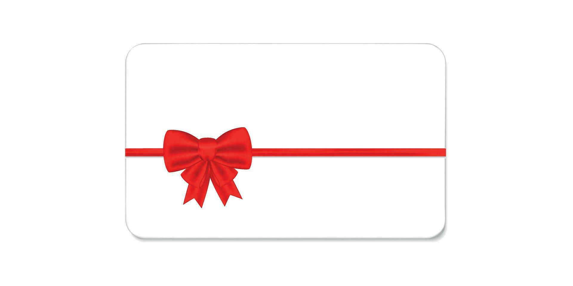 vip.gåva kort med röd rosett på vit bakgrundskort med röd båge.rabatt coupon.ribbon.vector illustration.premium kort.present kort glad jul med röd band och rosett vektor