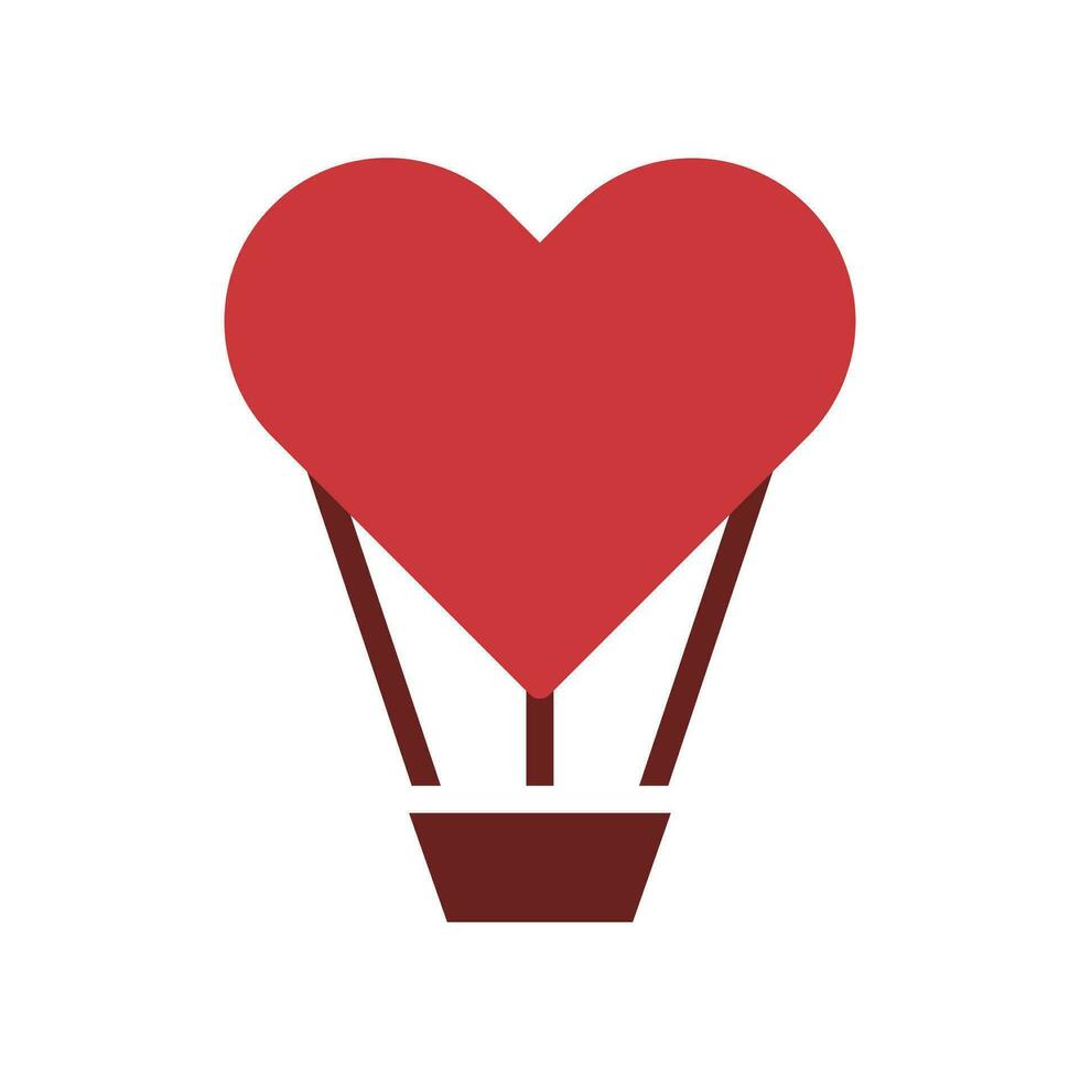 luft ballong kärlek ikon fast brun röd stil valentine illustration symbol perfekt. vektor